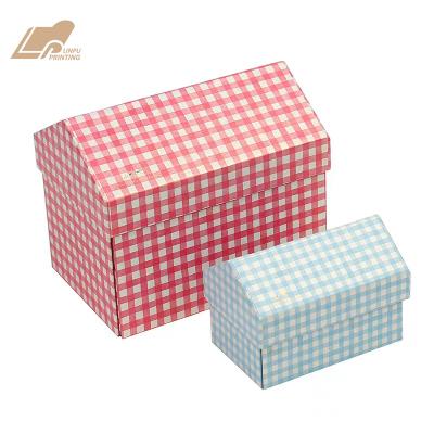 China Recycled Materials Designs Type Packaging Paper Cardboard House Shape Gift Box for sale