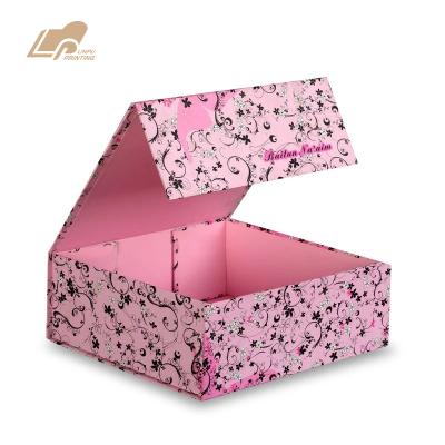 China High Quality Recycled Rigid Textured Materials Pink Foldable Paper Printing Gift Box Packaging Ladies Gift Box for sale