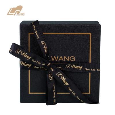 China Recycled materials square gift box with ribbon bow boxed gift sets tan logo watch set men gift box for sale