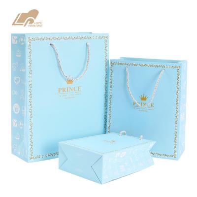 China Recycled Materials Like Gift Paper Bag Custom Printed Luxury Gold Foil Tote Bag With Hot Stamping for sale