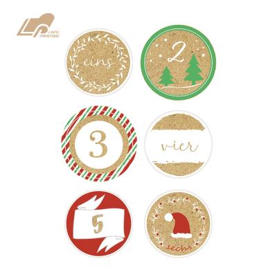 China Waterproof Custom Printed Eco Friendly Kraft Paper Christmas Sticker Wrapping Sticker for sale