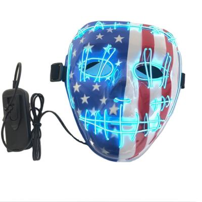 China PVC LED USA Flag EL Wire Mask Light Up Mask Fashion For Halloween Masks Festival Party for sale