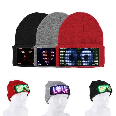 China COMMON High Quality Unisex Acrylic Knitted Winter Hat Custom App Controlled Led Beanie Hats for sale