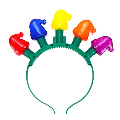 China Christmas Hat Plastic Headband Led Button On/Off Christmas Party Flashing Headband for sale