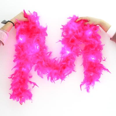 China Regular flash on+fast flash+slow bar party event supplier led light white feather boa for wedding bridesmaid for sale