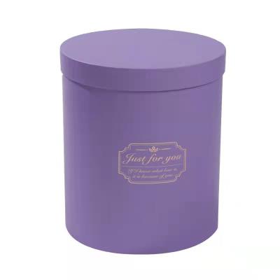 China Recycled Materials Wholesale Purple Round Lid And Base Wedding Empty Rose Flower Packing Gift Box Tube Packaging Box Cylinder Plain Cardboard for sale