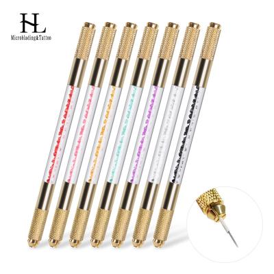 China Microblading Dual Heads Crystal Holder Manual Tattoo Pen Multifunctional Eyebrow Microblade Tool Microblading Pen for sale