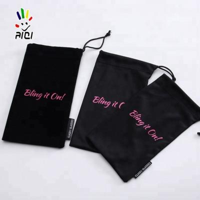 China Custom Custom Printing Drawstring Black Sunglasses Bag for sale