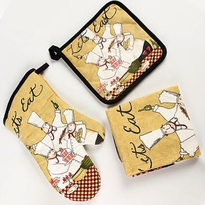 China High Quality Printed Christmas Kitchen Set Oven Glove for sale