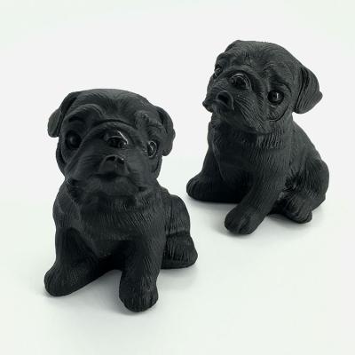 China China wholesale crystal hand-carved obsidian starling animal dog for decoration for sale