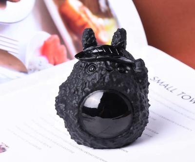 China Naturally Wholesale Natural Black Obsidian Hand-Carved Cartoon Art Crystal Totoro for sale