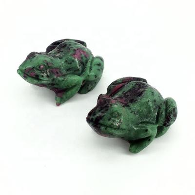 China China Natural Gemstone Hand Carved Crystal Epidote Animal Crystal Frog for sale