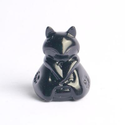 China China Hot Sealing Crystal Hand Carved Crafts Obsidian Animal Yoga Crystal Fox for sale