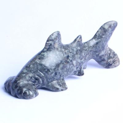 China Naturally Art Natural Crystal Carving Hand-carved Yooperlite Animal Crystal Shark for sale