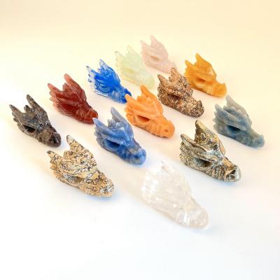 China China Wholesale Natural Hand Carved Crystal Dragon Skulls Head Quartz Crystal for Fengshui for sale