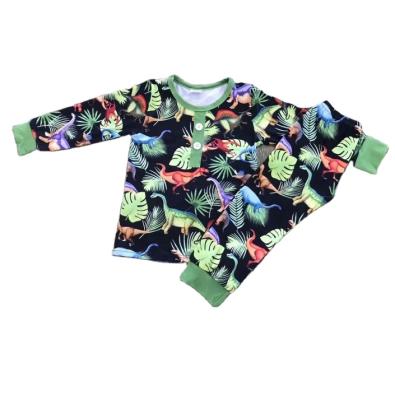 China Breathable green tree printing cotton children's pajamas boutique children's clothing sets hot sale children's clothing for sale