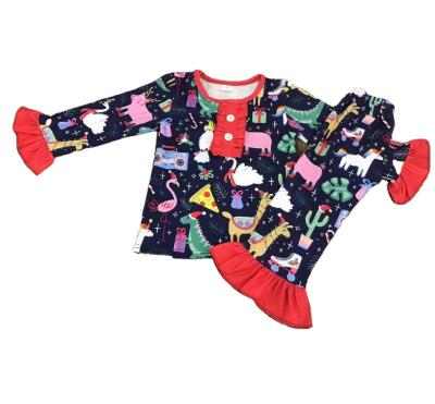 China Christmas Gift Cotton Print Fashion Design Boutique Breathable Pajamas Kids Sets RTS Children Clothes for sale