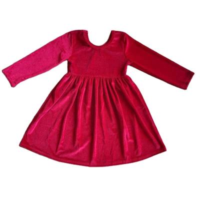 China Fashion Baby Dress Sustainable Solid Velvet Dress Long Sleeve Dress for sale