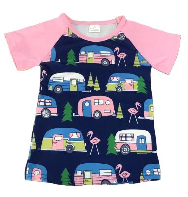 China Breathable Wholesale Rts No Moq Flamingo Printing Milk Silk Kids T-Shirt for sale