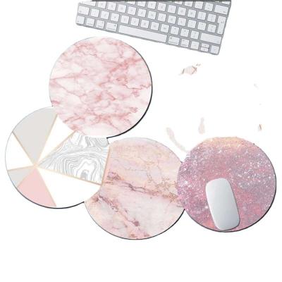 China Non Gold Gaming Sliding PC Rose Professional Yellow Marble Rubber Gaming Mouse Pad Round Mouse Pad for sale