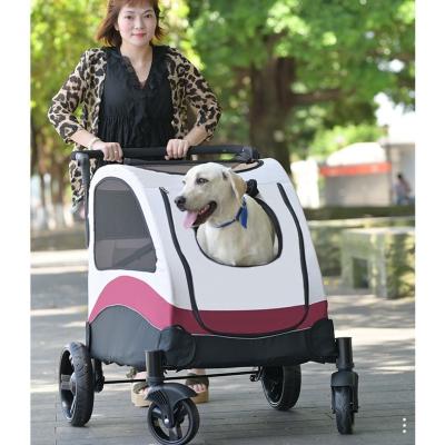 China Sustainable Luxury 4 Wheel Amazon Travel Pet Trolley Folding Pet Stroller Dog Carrier for Large and Medium Dogs for sale