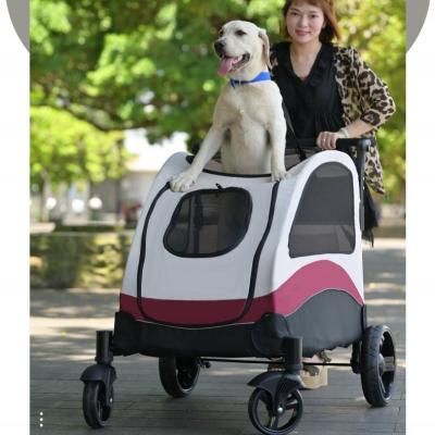 China New Design Sustainable Custom Pet Carts Travel Pet Stroller Dog Carrier Deluxe Folding Dog Carts For Medium Large Dogs for sale