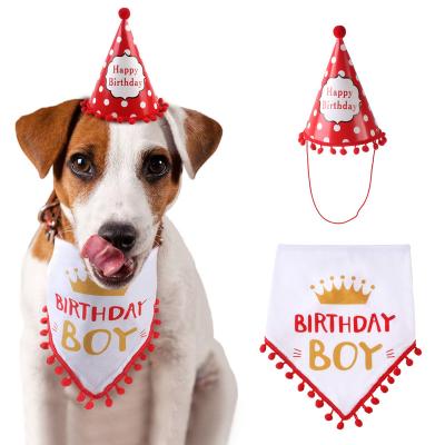 China Sustainable Pet and Dog Party Supplies Event Birthday Scarf Cat Bandana with Hat Boy Pet Accessories for sale