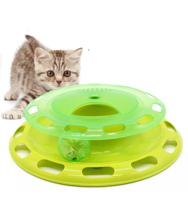 China Sustainable Cat Board Removable Rotary Puzzle Games Interactive Toy Ball With Bell for sale