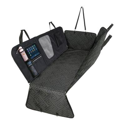 China Viable Luxury Waterproof Hammock Quilting Side Waves Mat Pet Dog Car Seat Cover With Window Storage Net Bag for sale