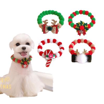 China Customized Colorful Adjustable Christmas Tree Cat Dog Balls Collar Elastic Pet Accessories Wholesale for sale