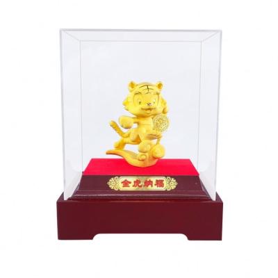 China 2022 Chinese New Year Mascot Tiger 99.9% Gold Chinese Zodiac Craft Metal Statue Home Decor Contemporary Pure Custom Animal Twelve for sale