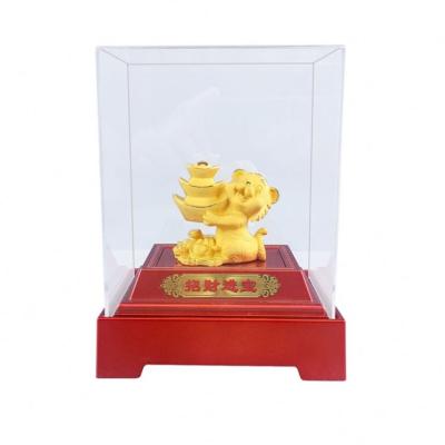 China Contemporary Custom Logo on Chinese New Year Mascot 24K Gold Tiger Figurine for Business Premiums Advertising Promotion Gift for Year 2022 for sale