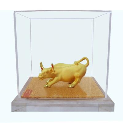 China Contemporary Custom Advanced Gift for Chinese New Year 2021 Bull Statue Metal Crafts with 24K Gold Plating OX Figurine for sale