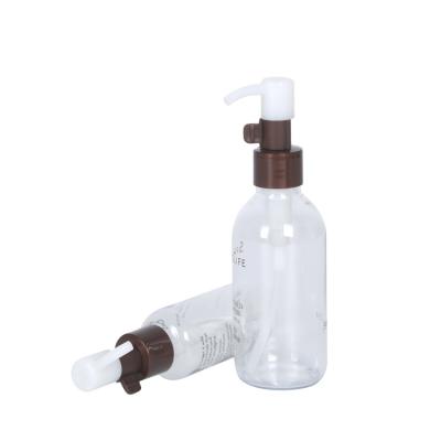 China 60ml 120ml Cosmetic PET Oil Dispenser Pump Cleansing Bottle With Lock-hook Cosmetic Container for sale