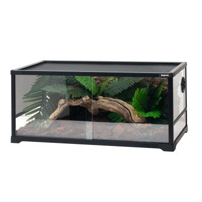 China Easy Assembled Giangarden RNK109 Viable Mini Glass Reptile Greenhouse Large Gecko Cage Pet Greenhouse With Sliding Door For Reptiles for sale