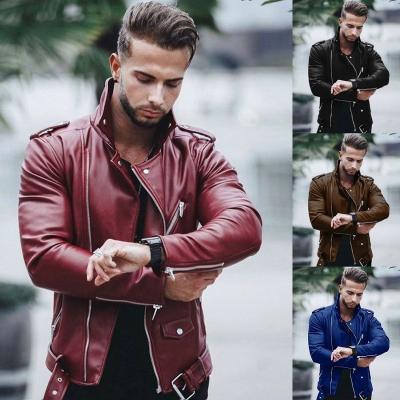 China Autumn Winter Wholesale Fashion Men Viable Racer Motorcycle PU Hooded Coat Black Brown Leather Jackets for sale