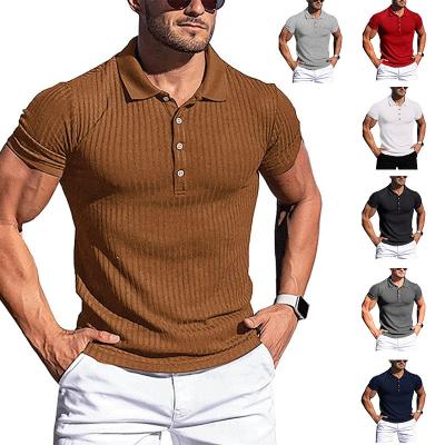 China New summer high quality sports viable plus size fitness leisure elastic short sleeve men's POLO T-shirt for sale