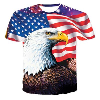 China Summer Viable New 3 D Printing Short Sleeve Fashion Eagle Printing Men Oversized T-Shirts for sale