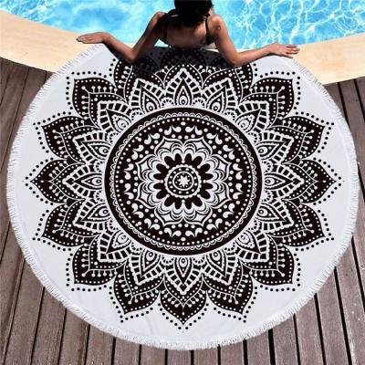 China Amazon Logo Mandala Pareo Sublimation Round Beach Hot QUICK DRY Customized Towel for sale