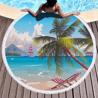 China 2019 Super Soft Fabric QUICK DRY Hot Summer Trend Coconut Leaves Round Beach Towel for sale