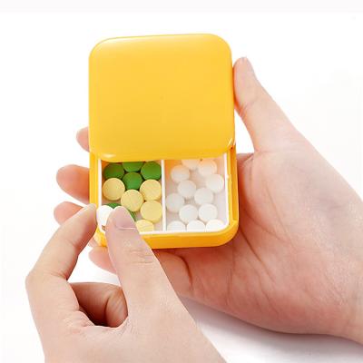 China Eco-friendly Weekly Pill Organizer Portable Two-compartment Square Medicine Box Packed Separately Sealed Plastic Two-compartment Storage Pill Box Dustproof for sale