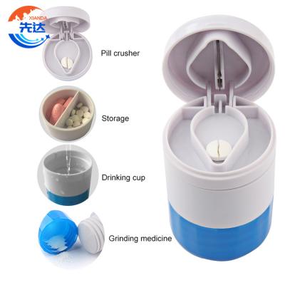 China Eco-Friendly Pill Box Medicine Crusher Powder Cutter Portable Plastic Pill Box Medicine Storage Vitamin Case Cutter for sale