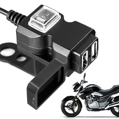 China ABS Dual USB Port 12V Motorbike Motorcycle Handlebar Charger 5V 1A/2.1A Power Supply Waterproof Plug For Phone Mobile for sale