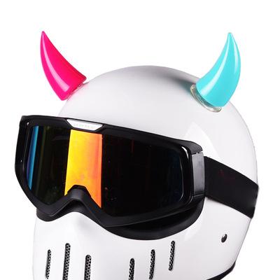 China Brief & Simple Color 1pcs Motorcycle Helmet Devil Horn Decoration Sticker Motocross Full Face Off Road Helmet Decoration Car Accessories for sale