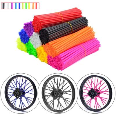 China 72Pcs ABS Bike Motorcycle Wheel Spoked Protector Skin Covers Hose For Motocross Bicycle Bike Cool Accessories 9 Colors 24CM/17CM for sale