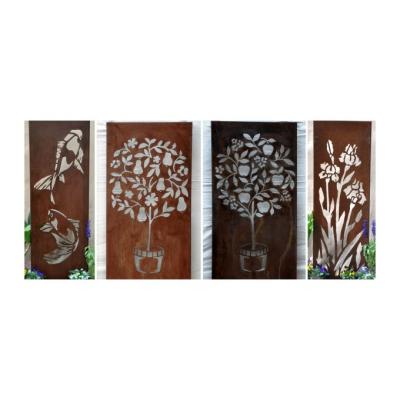 China Easily Assembled Custom Design Outdoor Decorative Privacy Screen Laser Cut Metal Garden Wall Art Fencing Panel for sale