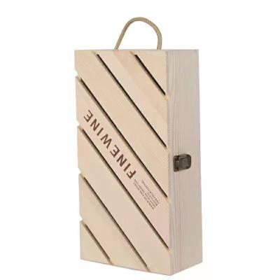 China Custom Recycled Materials Wooden Gift Box MDF Wooden Box With Logo And Size For Wine and Champagne Bottle Packing Box for sale