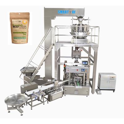 China Fully automatic air atta air atta doy pouch pouch bag rotary high efficiency packet packing machine for banana chips for sale