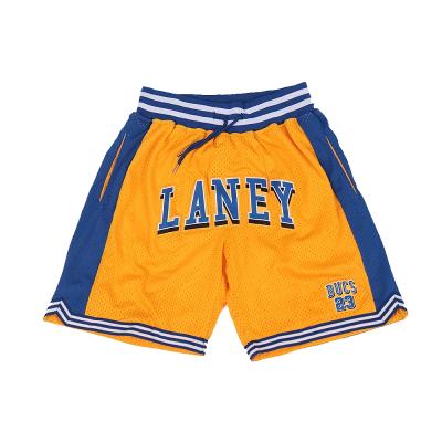 China Antibacterial Men's Mesh Breathable Sports Shorts Basketball Shorts Street Zipper Pocket Embroidery Running Shorts for sale