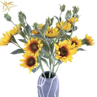 China High quality silk flower artificial sunflower artificial flowers wedding outdoor family flower simulation flowers for sale